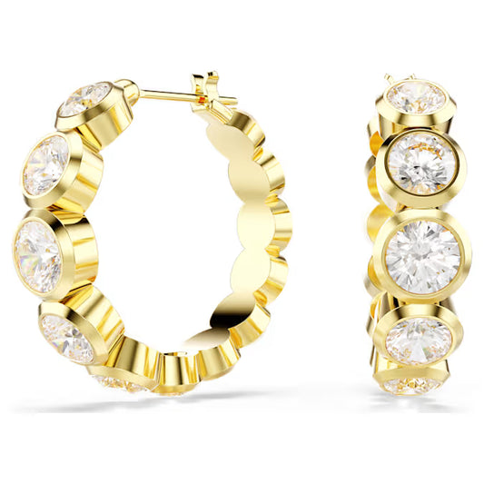 Swarovski Imber Hoop Earrings Round cut, White, Gold-Tone Plated 5711483