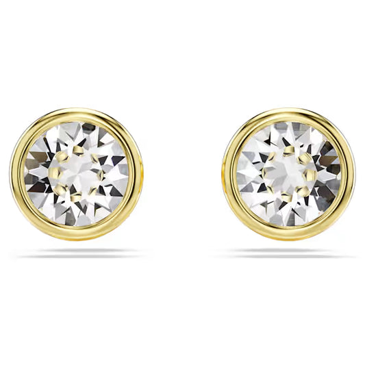 Swarovski Imber Stud Earrings Round Cut, White, Gold-Tone Plated 5681552