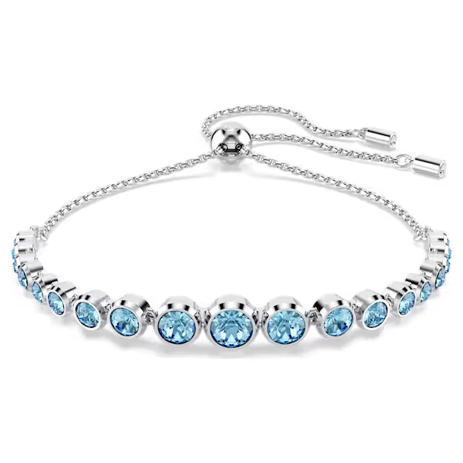 Swarovski Imber Tennis Bracelet Mixed Round Cuts, Blue, Rhodium Plated 5719282