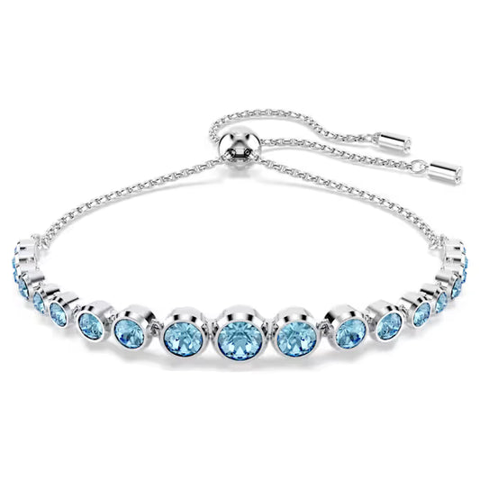 Swarovski Imber Tennis Bracelet Mixed Round Cuts, Blue, Rhodium Plated 5719282