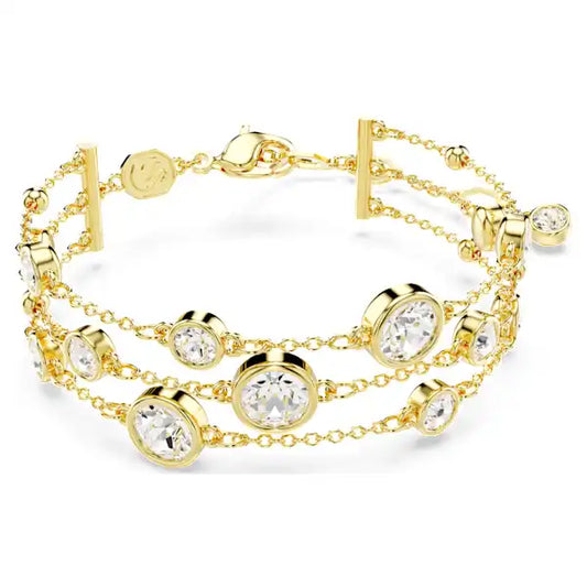 Swarovski Imber wide bracelet Round cut, Gold-tone plated 5680095