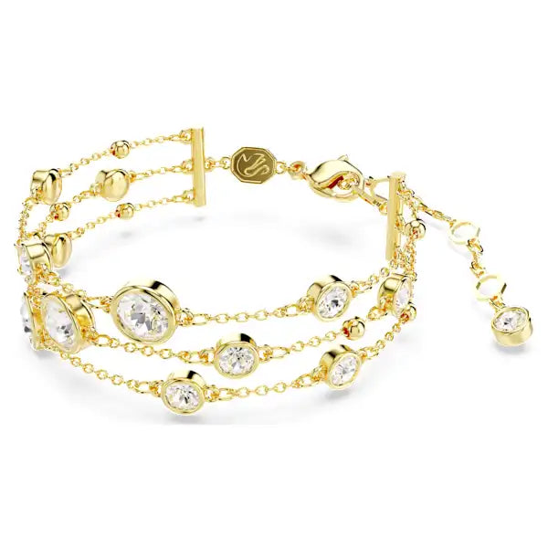 Swarovski Imber wide bracelet Round cut, Gold-tone plated 5680095