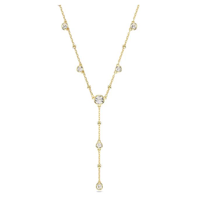 Swarovski Imber Y Necklace Round Cut, White, Gold-Tone Plated 5684510