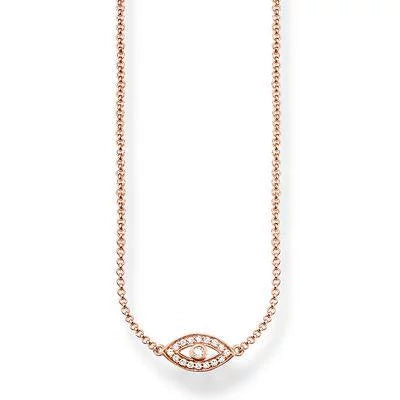 Thomas Sabo Sterling Silver Evil Eye Rose Gold Plated Necklace KE1385-416-14-L52V