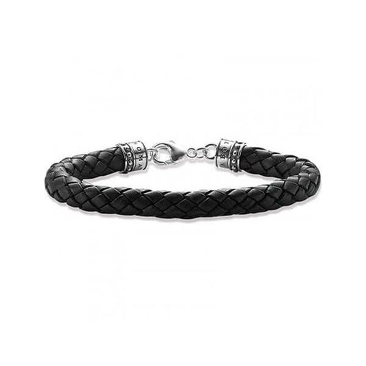 Thomas Sabo Silver & Black Leather Bracelet LB17-008-11-S