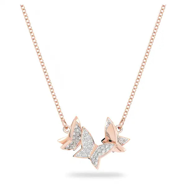 Swarovski Lilia necklace Butterfly, White, Rose gold-tone plated 5636422