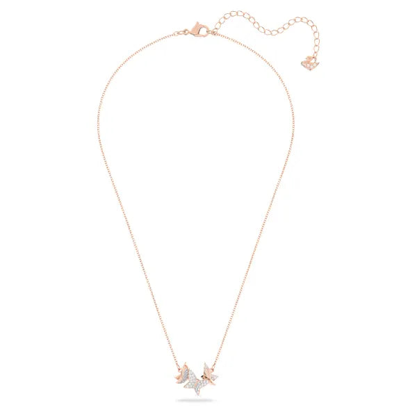 Swarovski Lilia necklace Butterfly, White, Rose gold-tone plated 5636422