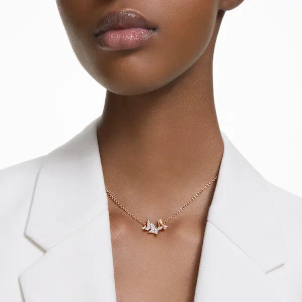 Swarovski Lilia necklace Butterfly, White, Rose gold-tone plated 5636422