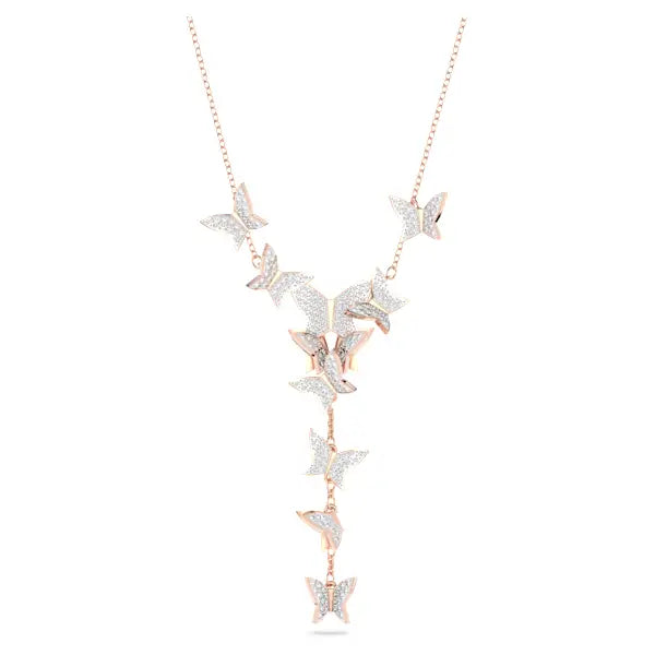 Swarovski Lilia Y necklace Butterfly, White, Rose gold-tone plated 5636419