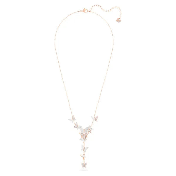 Swarovski Lilia Y necklace Butterfly, White, Rose gold-tone plated 5636419