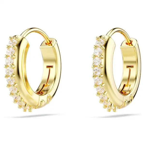 Swarovski Matrix hoop earrings Round cut, White, Gold-tone plated 5697228