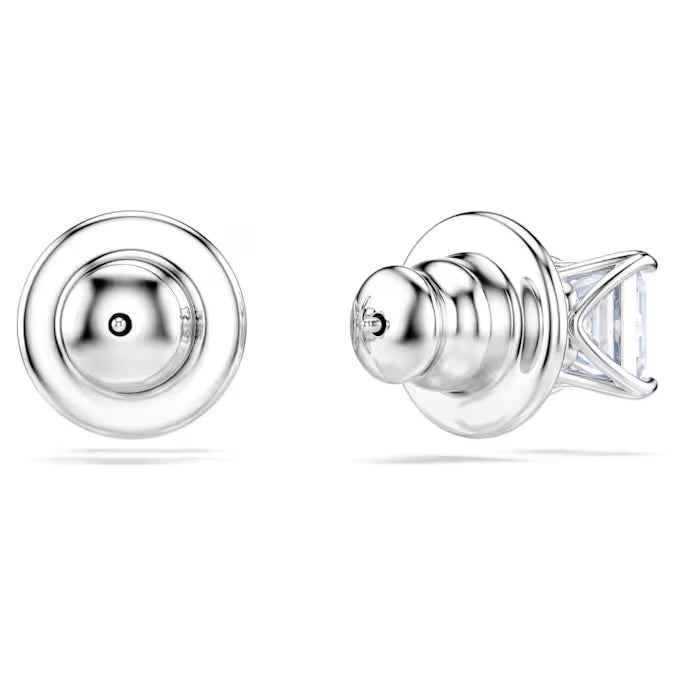 Swarovski Matrix Stud Earrings Square Cut, Blue, Rhodium Plated 5723561
