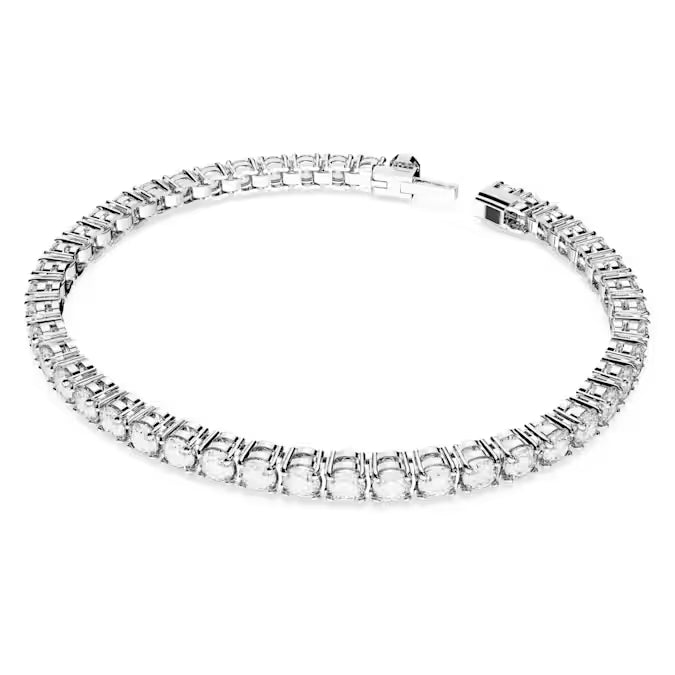 Swarovski Matrix Tennis Bracelet Round Cut, White, Rhodium Plated 5648938