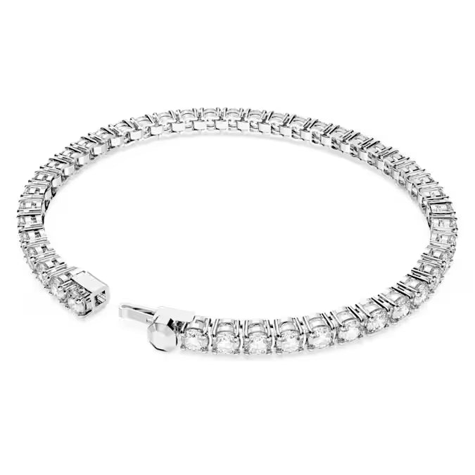 Swarovski Matrix Tennis Bracelet Round Cut, White, Rhodium Plated 5648938
