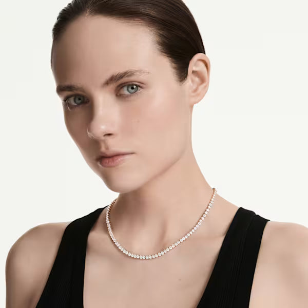 Swarovski Matrix Tennis Necklace Round Cut, White, 18K Rose Gold finish 5764194