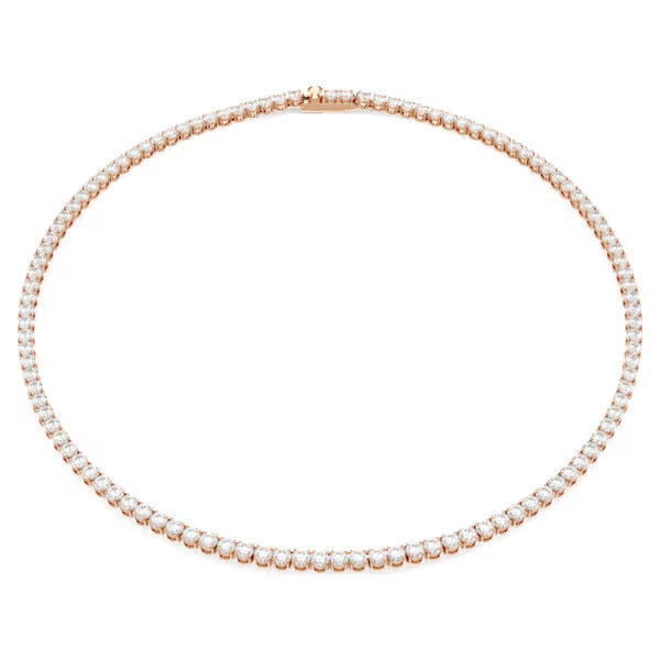 Swarovski Matrix Tennis Necklace Round Cut, White, 18K Rose Gold finish 5764194