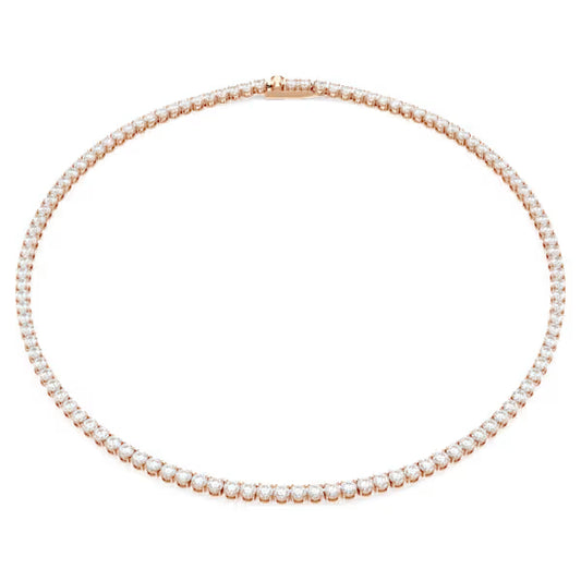 Swarovski Matrix Tennis Necklace Round Cut, White, 18K Rose Gold finish 5764194