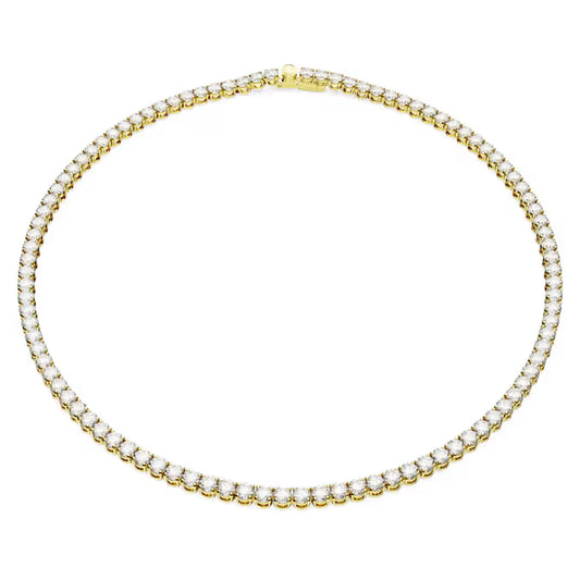 Swarovski Matrix Tennis Necklace Round Cut, White, Gold-Tone Plated 5681795