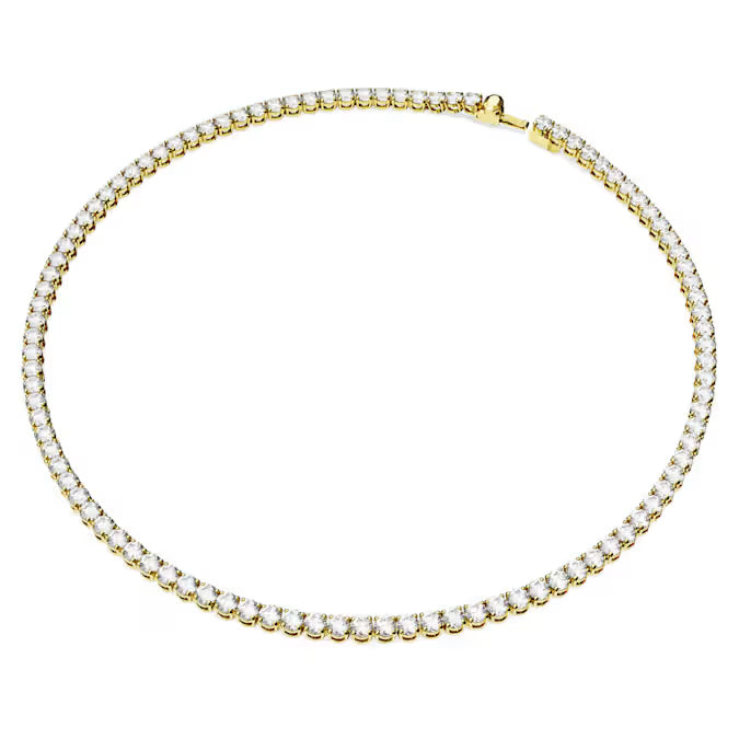 Swarovski Matrix Tennis Necklace Round Cut, White, Gold-Tone Plated 5681795