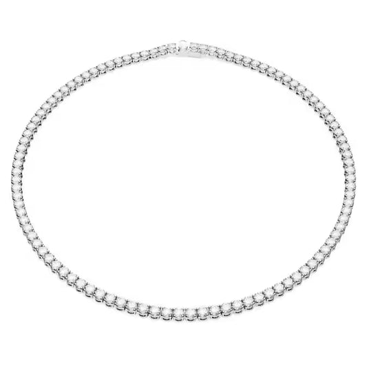 Swarovski Matrix Tennis Necklace Round Cut, White, Rhodium Plated 5681796