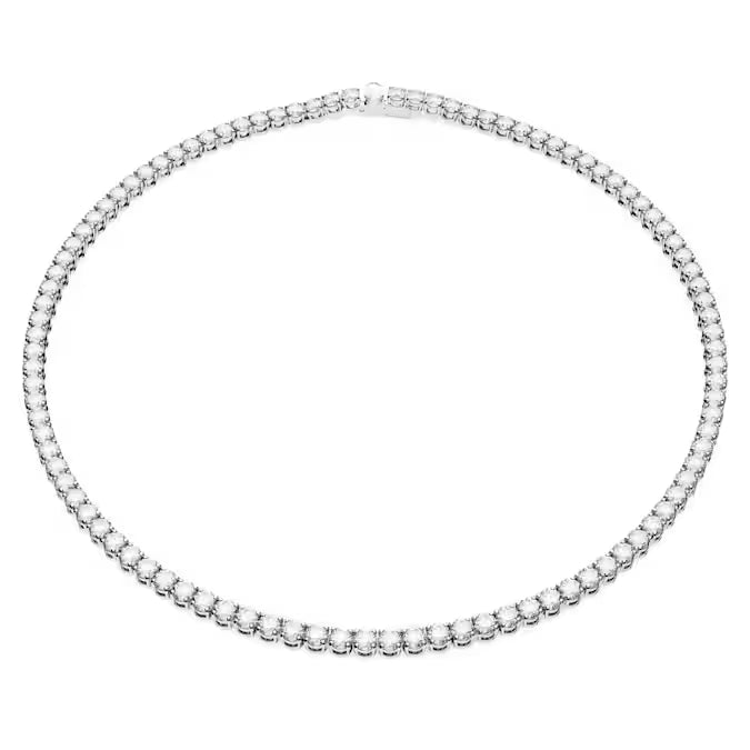 Swarovski Matrix Tennis Necklace Round Cut, White, Rhodium Plated 5681801