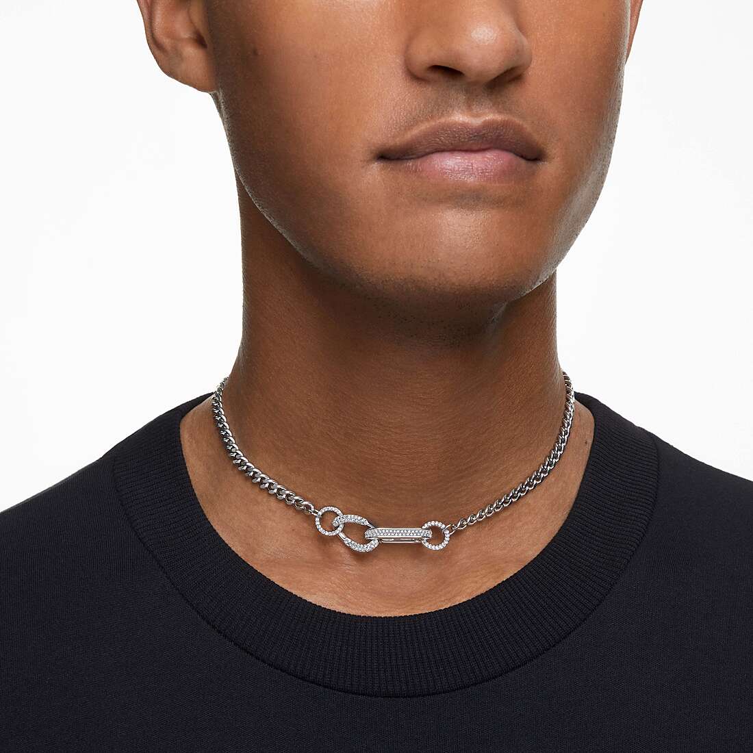 SWAROVSKI ネックレス 5642689 シルバー Swarovski Dextera necklace Pavé, Mixed links, White, Rhodium