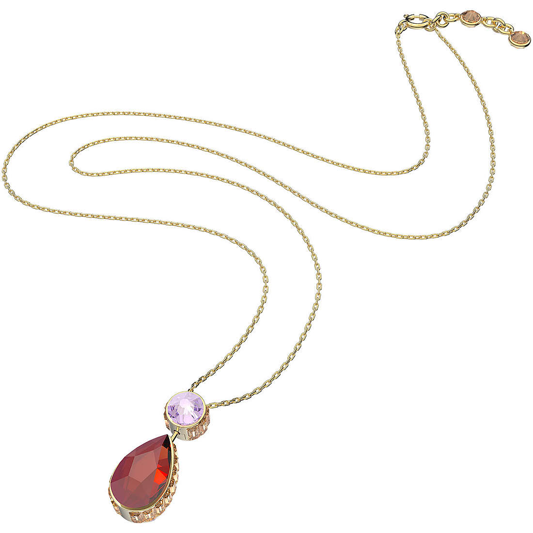 Swarovski Orbita necklace Reversible, Drop cut crystal, Multicolored, Gold-tone plated 5619786