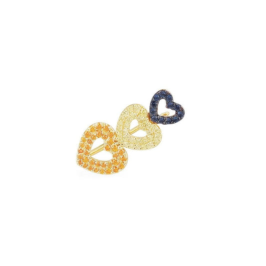 APM Single Triple Heart Earring Silver Gold-Plated AE12723MY