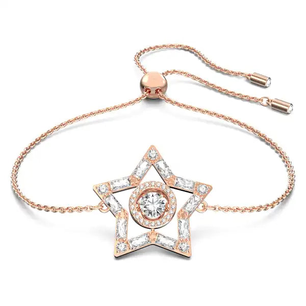 Swarovski Stella bracelet Mixed cuts, Star, White, Rose gold-tone plated 5617882