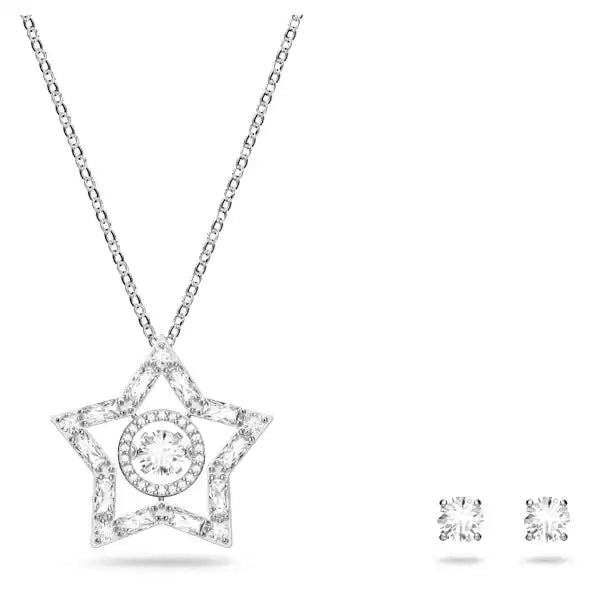 Swarovski Stella set Mixed cuts, Star, White, Rhodium plated 5622729