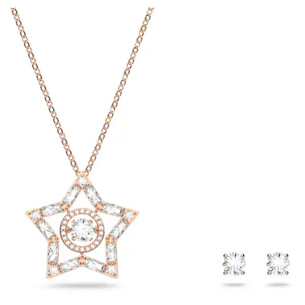 Swarovski Stella set Mixed cuts, Star, White, Rose gold-tone plated 5622730