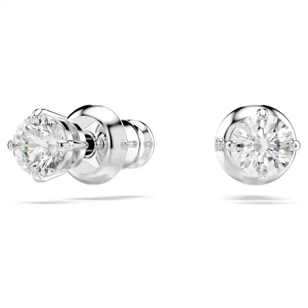 Swarovski Stilla Attract stud earrings Round cut, White, Rhodium plated 5408436