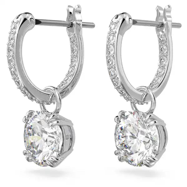 Swarovski Stilla drop earrings Round cut, White, Rhodium plated 5636717