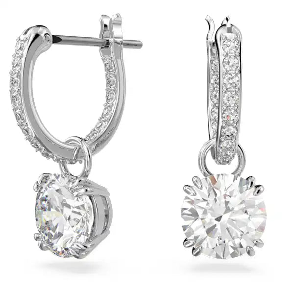 Swarovski Stilla drop earrings Round cut, White, Rhodium plated 5636717