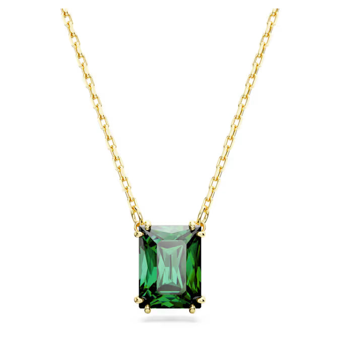 Swarovski Stilla Pendant Rectangular Cut, Green, Gold-Tone Plated 5677141