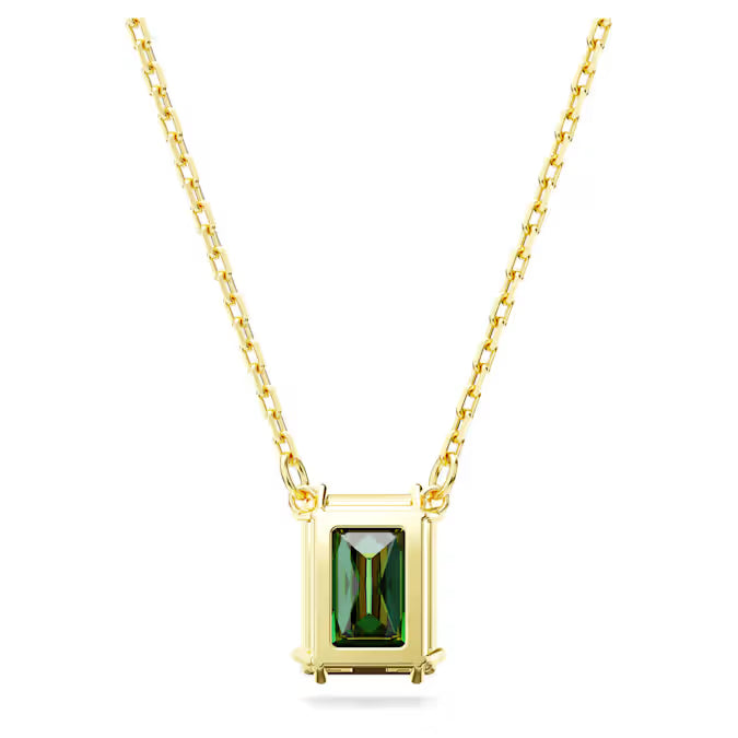 Swarovski Stilla Pendant Rectangular Cut, Green, Gold-Tone Plated 5677141