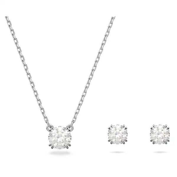 Swarovski Stilla set Round cut, White, Rhodium plated 5647663