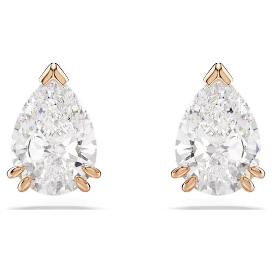 Swarovski Stilla Stud Earrings Pear Cut, White, Rose Gold-Tone Plated 5734248