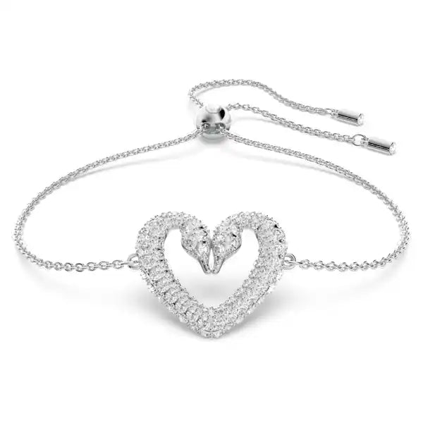 Swarovski Sublima bracelet Heart, Medium, White, Rhodium plated 5625534