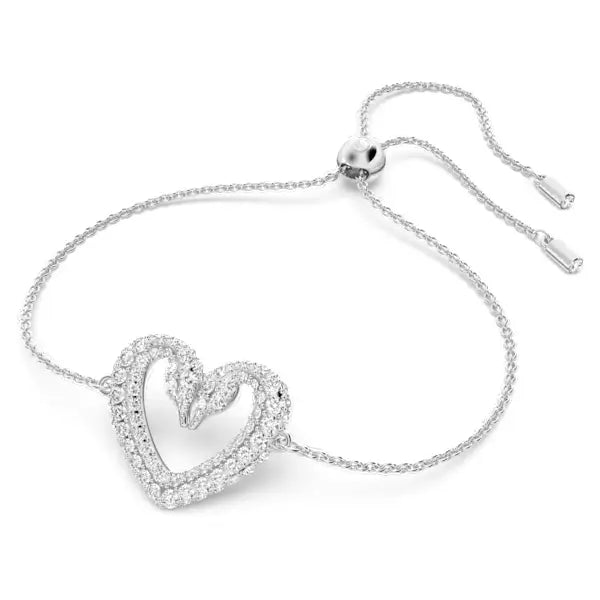 Swarovski Sublima bracelet Heart, Medium, White, Rhodium plated 5625534