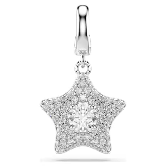 Swarovski Sublima charm Round cut, Star, White, Rhodium plated 5760562