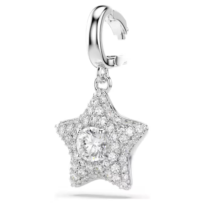 Swarovski Sublima charm Round cut, Star, White, Rhodium plated 5760562