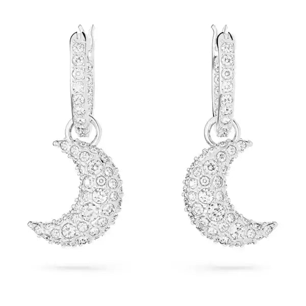 Swarovski Sublima drop earrings Moon, White, Rhodium plated 5666157