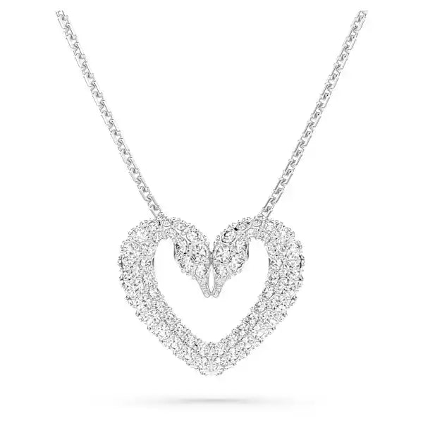 Swarovski Sublima pendant Heart, Medium, White, Rhodium plated 5625533