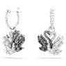 Swarovski Swan Drop Earrings Swan, Black, Mixed Metal Finish 5705728