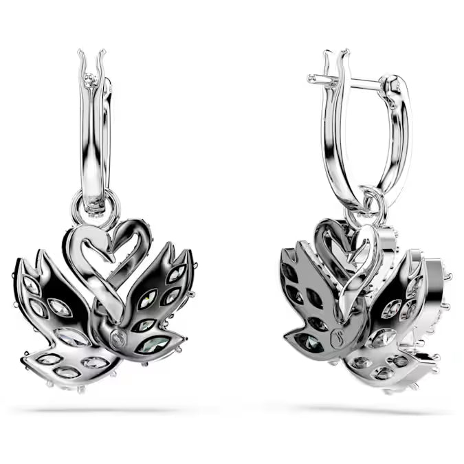 Swarovski Swan Drop Earrings Swan, Black, Mixed Metal Finish 5705728