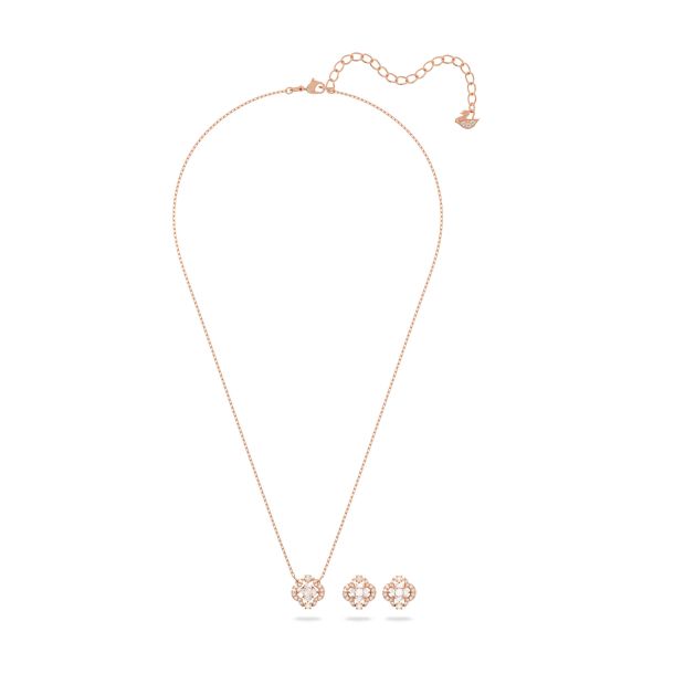 Swarovski Una set Mixed cuts, Clover, White, Rose gold-tone plated 5642930 5516488 5604204