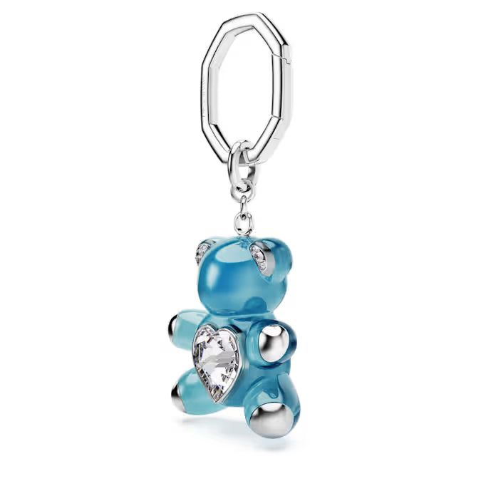 Swarovski Teddy Key Ring Bear, Blue, Rhodium Plated 5733826