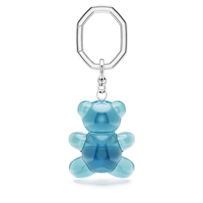 Swarovski Teddy Key Ring Bear, Blue, Rhodium Plated 5733826