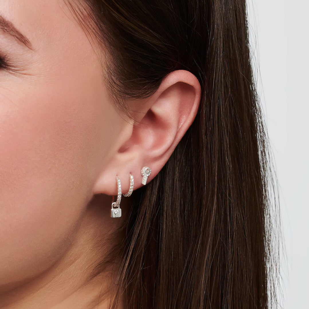 Thomas Sabo Sterling Silver Single Key Stud Earring With White Zirconia Stones H2220-051-14